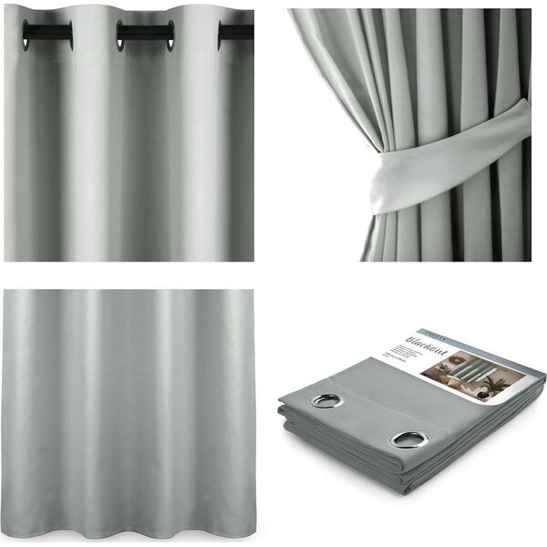 AmeliaHome AMELIAHOME ZASŁONA BLACKOUT EYELETS SILVER 140X175 1PC