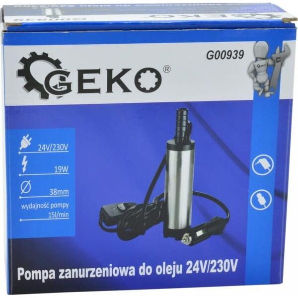 Geko POMPA ZANURZENIOWA DO OLEJU 24V/230V 38MM (40) G00939 GEKO