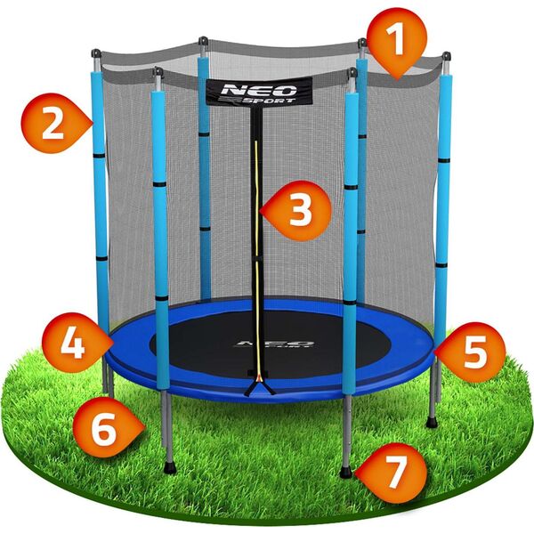Trampolina ogrodowa Neo-Sport NS-04Z200F z siatką zewnętrzną 4.5 FT 140 cm