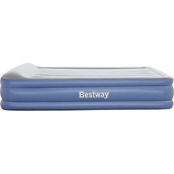 Bestway Materac Dmuchany Dwuosobowy z Wbudowaną Pompką Szary Granatowy