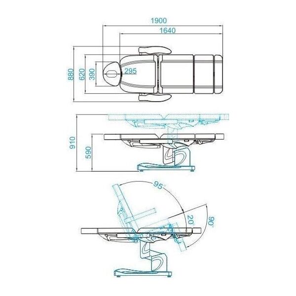 FOTEL KOSMETYCZNY ELEKTR. AZZURRO 708A 4 SILN. BIAŁY