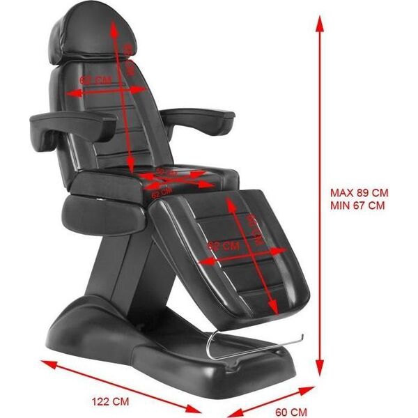 FOTEL KOSMETYCZNY ELEKTR. LUX CZARNY
