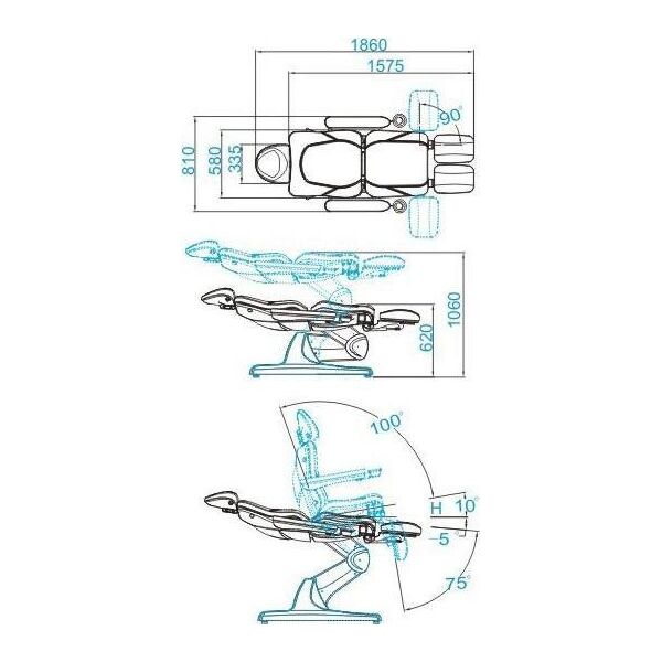 FOTEL KOSMETYCZNY ELEKTR. AZZURRO 870S PEDI 3 SILN. BIAŁY