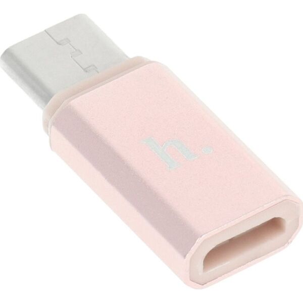 Adapter USB Hoco USB-C - microUSB Różowy  (6957531031253)