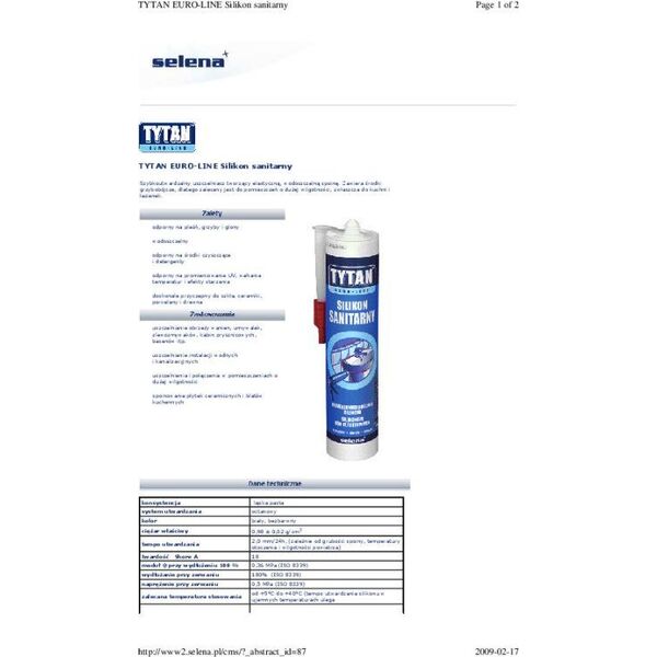 Tytan SILIKON SANITARNY EURO-LINE 280ML BEZBARWNY