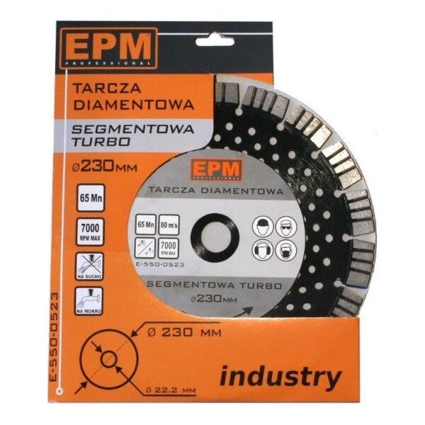 EPM Tarcza Diamentowa Segmentowa Turbo Z Otworami Chłodzą. 230mm