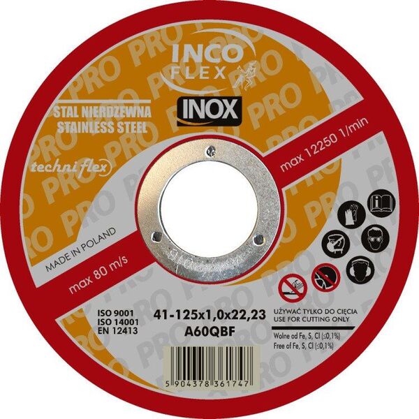 Techniflex TARCZA PŁASKA INOX T1A 115*1.0*22