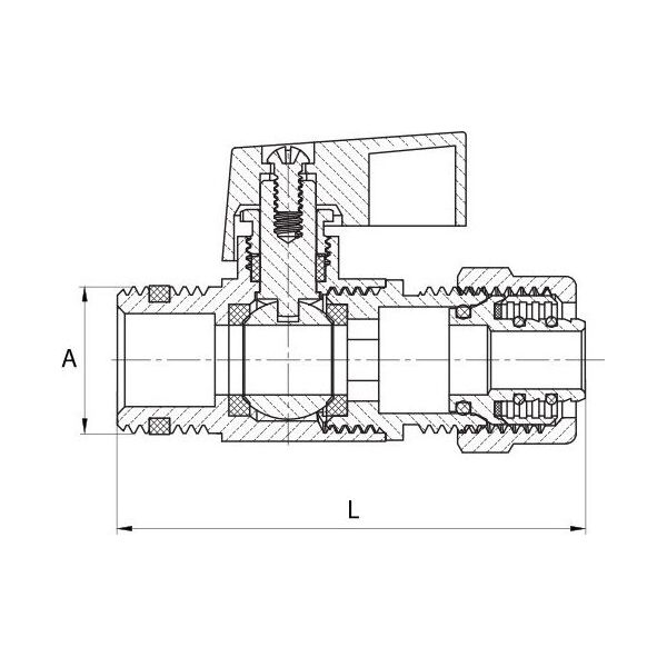 Unimet ZAWÓR KULOWY PEX MINI Z DŁAWICĄ 1/2*16 CIEPŁA WODA