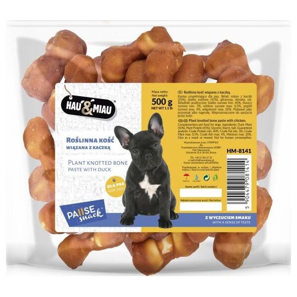 Hau&Miau Pausesnack przysmak dla psa, roślinna kość wiązana z kaczką 500g