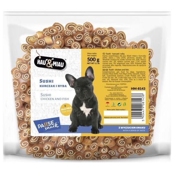 Hau&Miau Pausesnack przysmak dla psa, sushi - kurczak i ryba 500g
