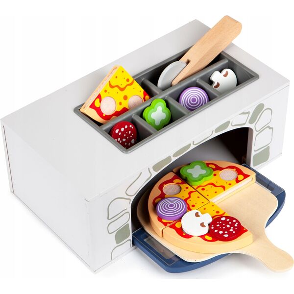 Ecotoys Drewniany piec do pizzy + dodatki kuchnia (1013)