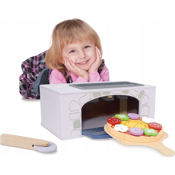 Ecotoys Drewniany piec do pizzy + dodatki kuchnia (1013)