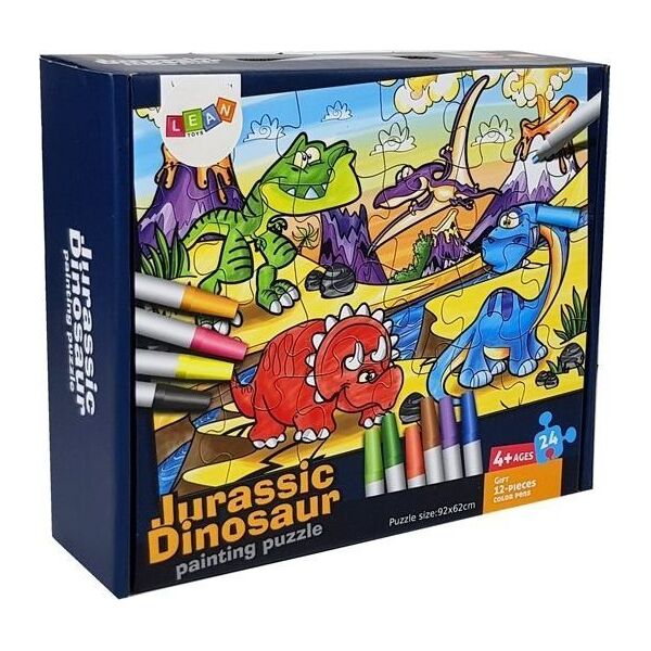 Lean Sport Puzzle Do Kolorowania Dinozaury Pisaki 24 elem