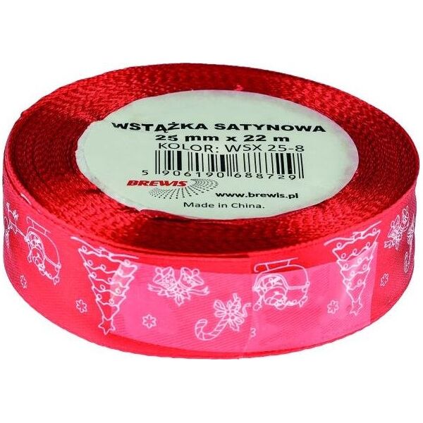 BREWIS Wstążka satynowa BREWIS Boże Narodzenie 25mm x 22m kolor 8 Brewis