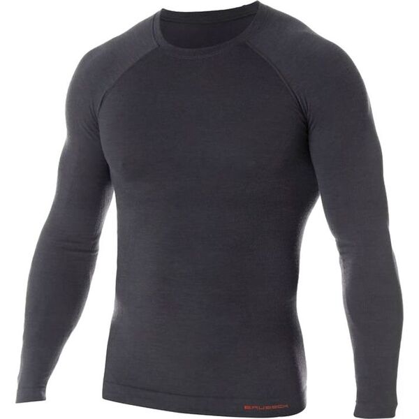 Brubeck LS12820 Koszulka męska z długim rękawem ACTIVE WOOL grafitowy XXL
