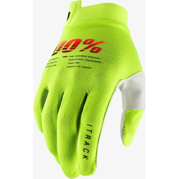 100% Rękawiczki 100% ITRACK Glove fluo yellow roz. XL (długość dłoni 200-209 mm) (NEW)