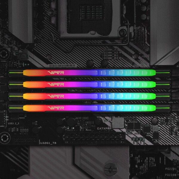 Pamięć Patriot Viper Steel RGB, DDR4, 64 GB, 3600MHz, CL20 (PVSR464G360C0K)