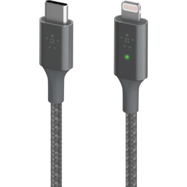 Kabel USB Belkin USB-C - Lightning 1.2 m Szary (CAA006BT04GR)