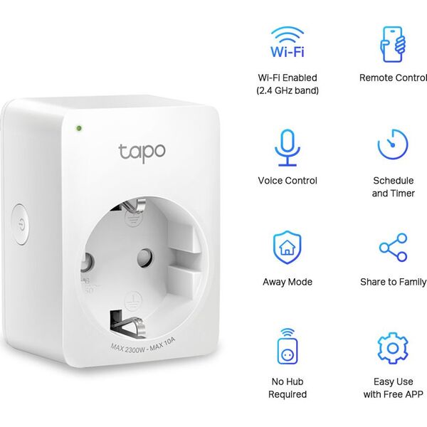 TP-Link TP-LINK TAPO P100 GNIAZDKO SMART PLUG WI-FI 4 SZT