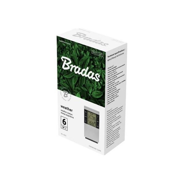 Stacja pogodowa Bradas 6 funkcyjna wewnętrzna stacja pogodowa WHITE LINE Bradas 8656