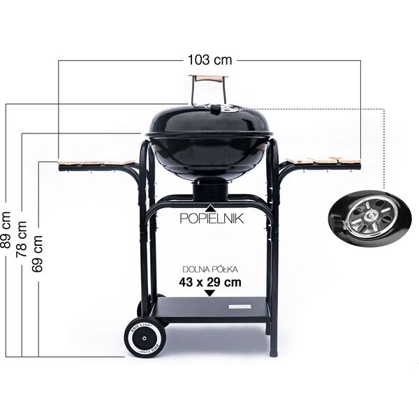 Unimet W-99270 Grill ogrodowy węglowy 43 cm x 43 cm