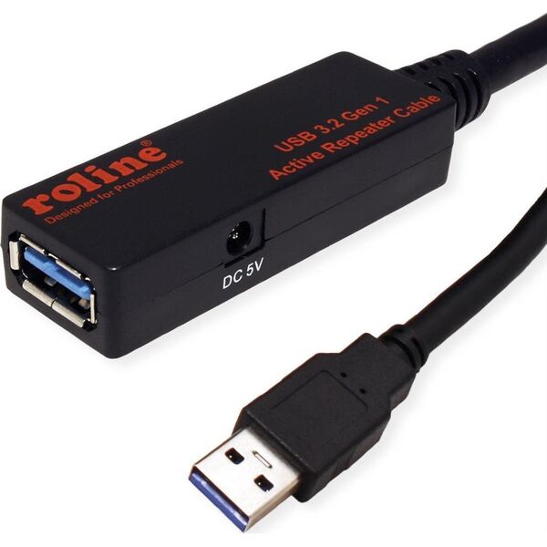 Kabel USB Roline USB-A - USB-A 10 m Czarny (JAB-6794791)