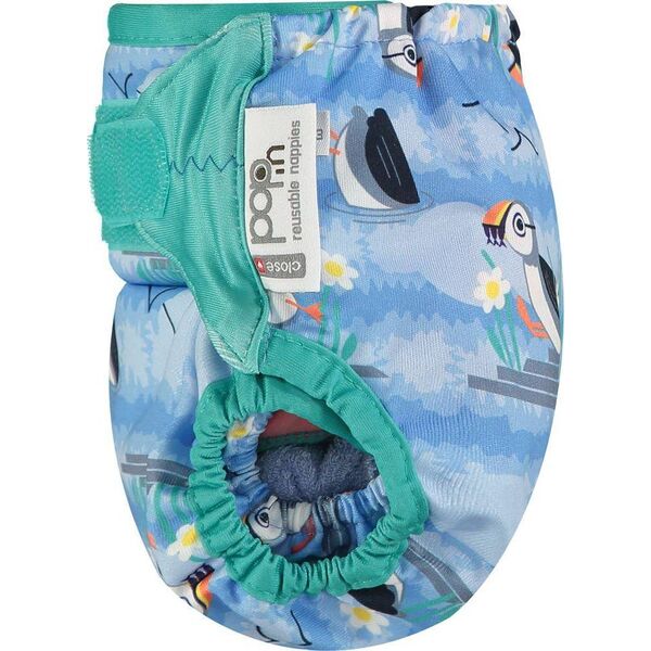 Close Caboo Otulacz, pieluszka wielorazowa V2 Blue Puffin z wkładem babusowym 3-16 kg, 1 szt.