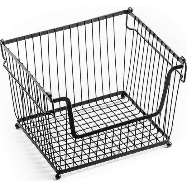 Vilde Koszyk metalowy czarny na OWOCE WARZYWA piętrowy do piętrowania 31x26x22 cm