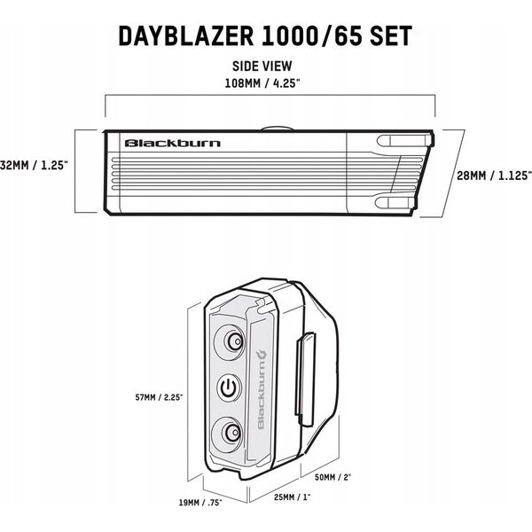 Blackburn Zestaw lampki BLACKBURN DAYBLAZER przód 1000 lumenów, tył 65 lumenów (NEW)