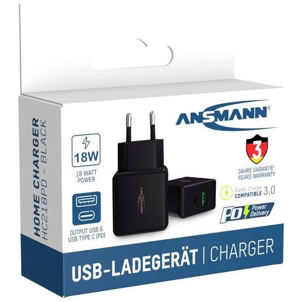 Ładowarka Ansmann HC218PD 1x USB-A 1x USB-C 3 A (1001-0109)