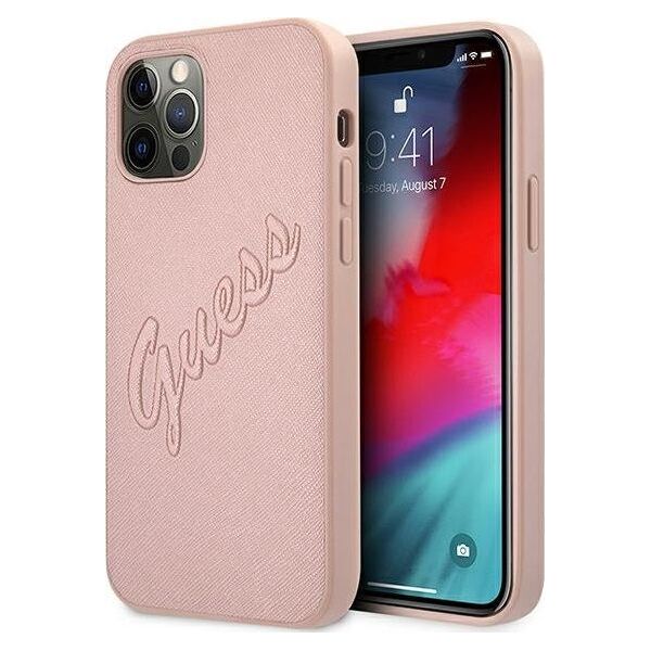 Guess Guess GUHCP12LRSAVSRG iPhone 12 Pro Max 6,7" różowy/pink hardcase Saffiano Vintage Script