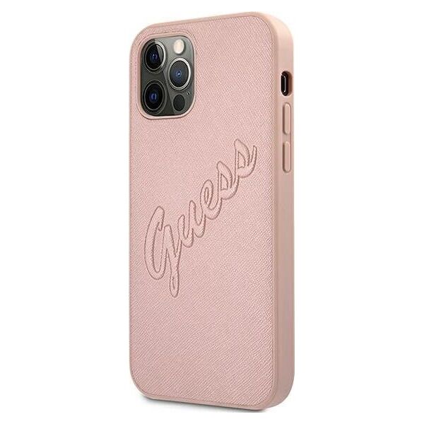 Guess Guess GUHCP12LRSAVSRG iPhone 12 Pro Max 6,7" różowy/pink hardcase Saffiano Vintage Script