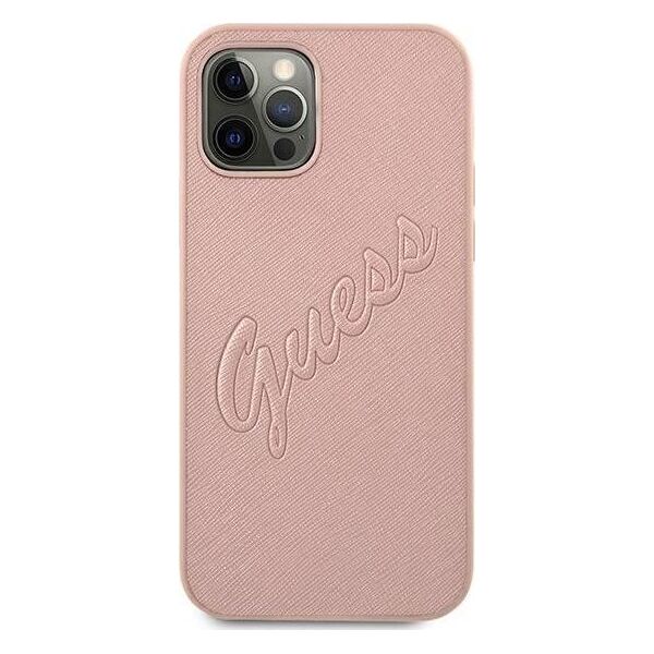 Guess Guess GUHCP12LRSAVSRG iPhone 12 Pro Max 6,7" różowy/pink hardcase Saffiano Vintage Script