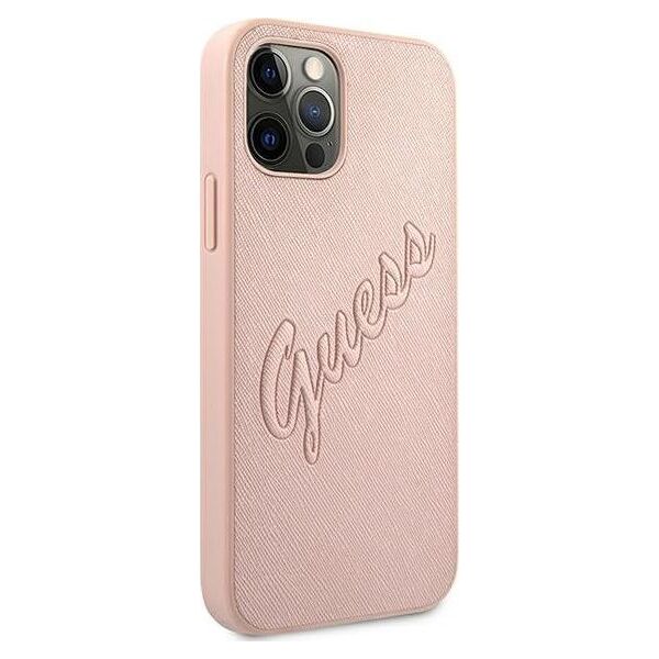 Guess Guess GUHCP12LRSAVSRG iPhone 12 Pro Max 6,7" różowy/pink hardcase Saffiano Vintage Script