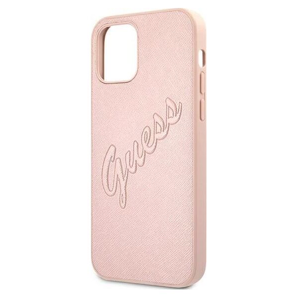 Guess Guess GUHCP12LRSAVSRG iPhone 12 Pro Max 6,7" różowy/pink hardcase Saffiano Vintage Script