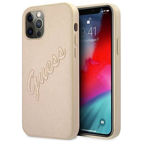 Guess Guess GUHCP12MRSAVSLG iPhone 12/12 Pro 6,1" złoty/gold hardcase Saffiano Vintage Script