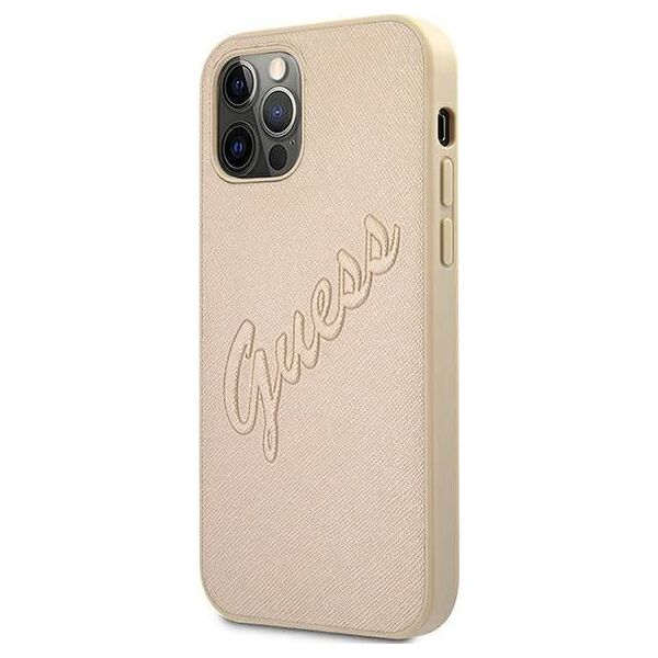 Guess Guess GUHCP12MRSAVSLG iPhone 12/12 Pro 6,1" złoty/gold hardcase Saffiano Vintage Script