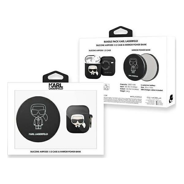 Karl Lagerfeld Etui ładujące KLBPPBOA2K Ikonik do AirPods + Power Bank czarne