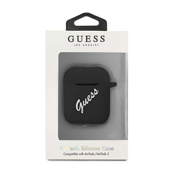 Guess Etui ochronne GUACA2LSVSBW Silicone Vintage do AirPods 1/2 czarne
