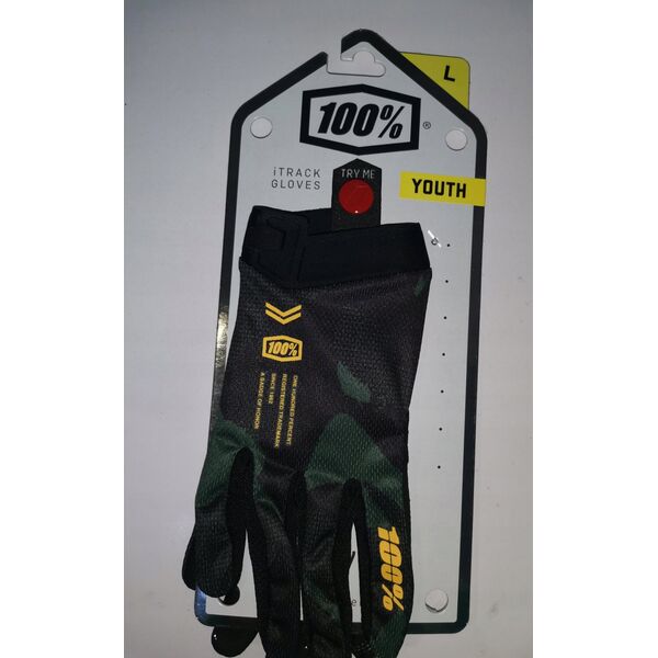 100% Rękawiczki 100% ITRACK Youth Glove sentinel black roz. M (długość dłoni 150-160 mm) (NEW)