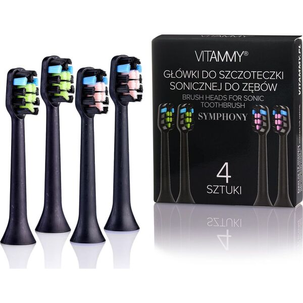 Końcówka Vitammy do szczoteczki sonicznej Symphony czarne 4 szt.