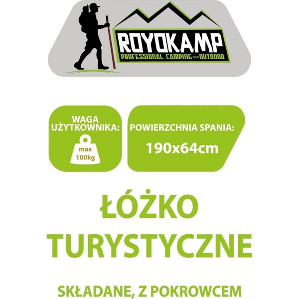 Royokamp  Łóżko turystyczne składane z pokrowcem czarne