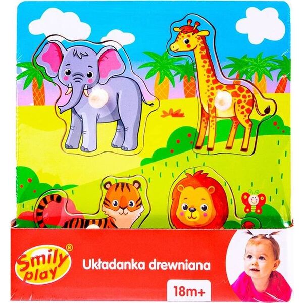 Smily Play Smily Play Układanka Drewniana ZOO Puzzle 4 el