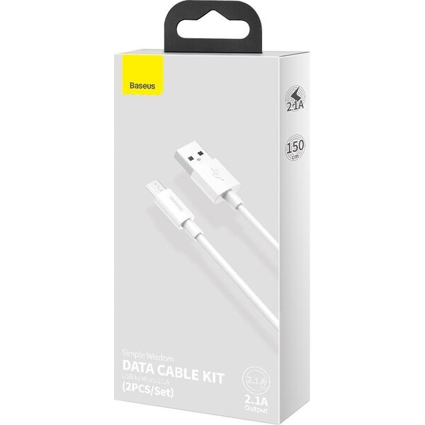 Kabel USB Baseus USB-A - microUSB 1.5 m Biały (BSU2080WHT)