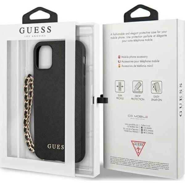 Guess Guess GUHCN61SASGBK iPhone 11 6,1" czarny/black hardcase Saffiano Chain