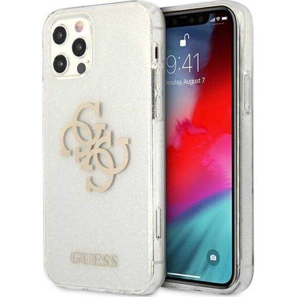 Guess Guess GUHCP12LPCUGL4GTR iPhone 12 Pro Max 6,7" transparent hard case Glitter 4G Big Logo