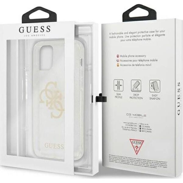 Guess Guess GUHCP12LPCUGL4GTR iPhone 12 Pro Max 6,7" transparent hard case Glitter 4G Big Logo