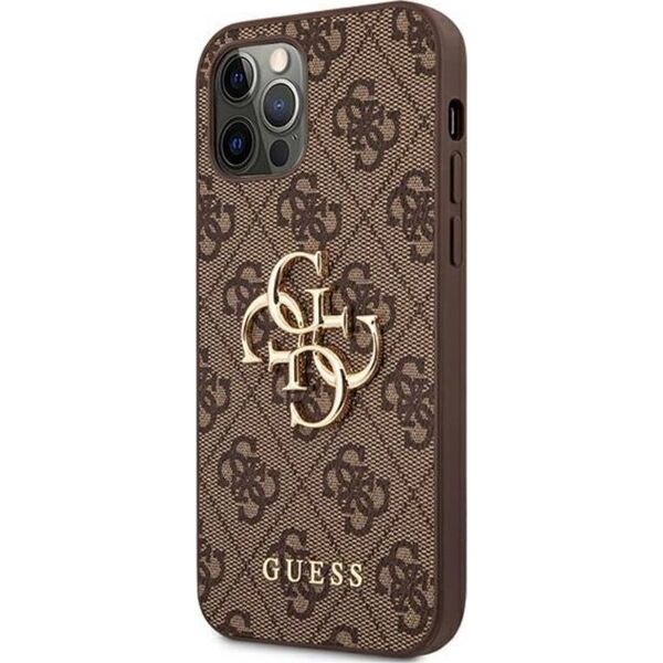 Guess Guess GUHCP12M4GMGBR iPhone 12/12 Pro 6,1" brązowy/brown hardcase 4G Big Metal Logo
