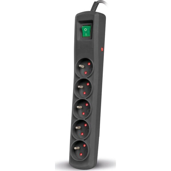Listwa zasilająca Montis MT030 przeciwprzepięciowa 5 gniazd 1.5 m czarna (MT030-1,5)
