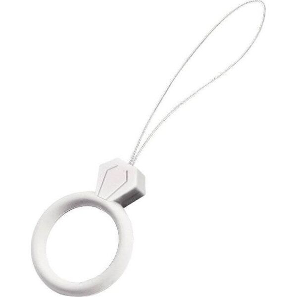 Hurtel Silikonowa smycz do telefonu zawieszka diament ring na palec biały